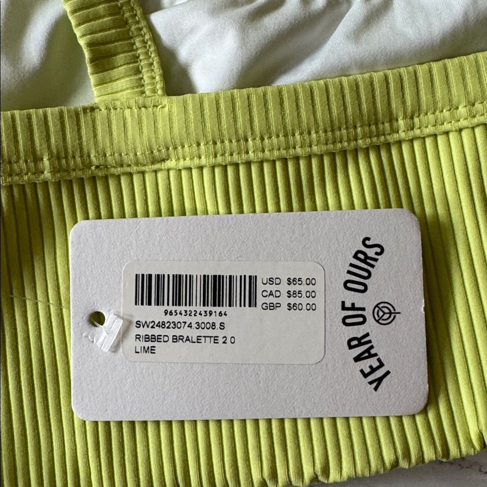 Year of Ours Ribbed Bralette 2.0 in Cyber Lime Size S - Picture 8 of 8